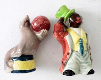 VINTAGE CLOWN & SEAL SALT & PEPPER SHAKERS