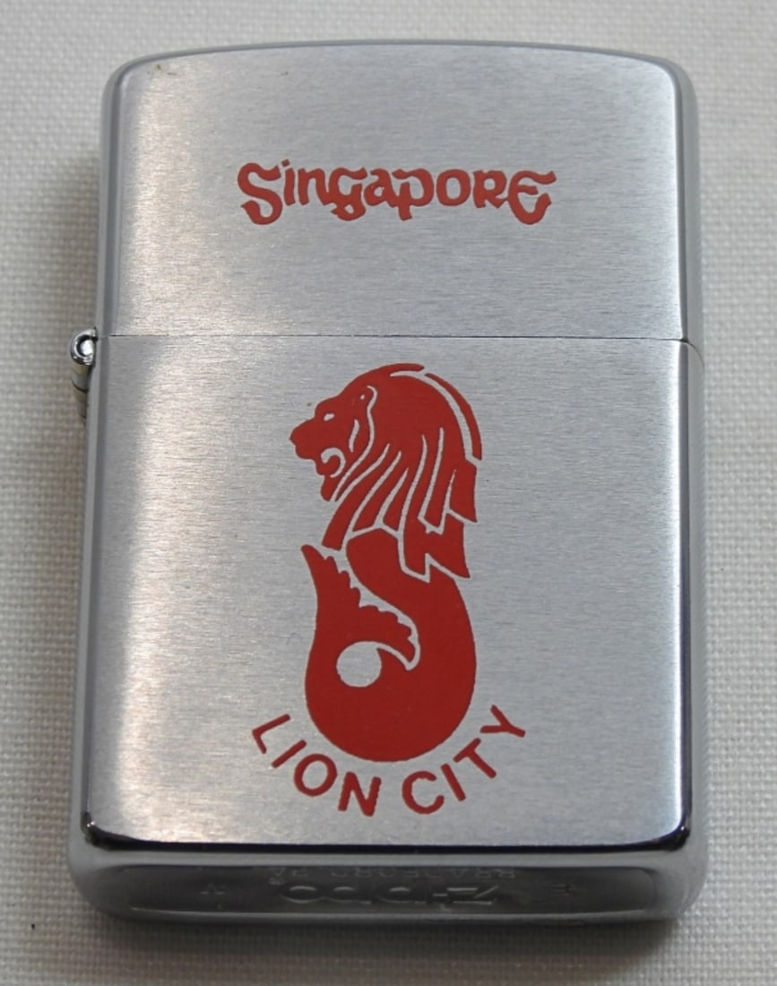1989 UNFIRED SINGAPORE LION CITY ZIPPO: 1989 UNFIRED, IN A ZIPPO BOX