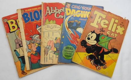 (5) GOLDEN AGE COMICS - BUZZY, BLONDIE
