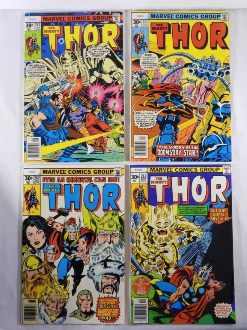 (4) MARVEL 1977 THE MIGHTY THOR COMICS (1 of 2)