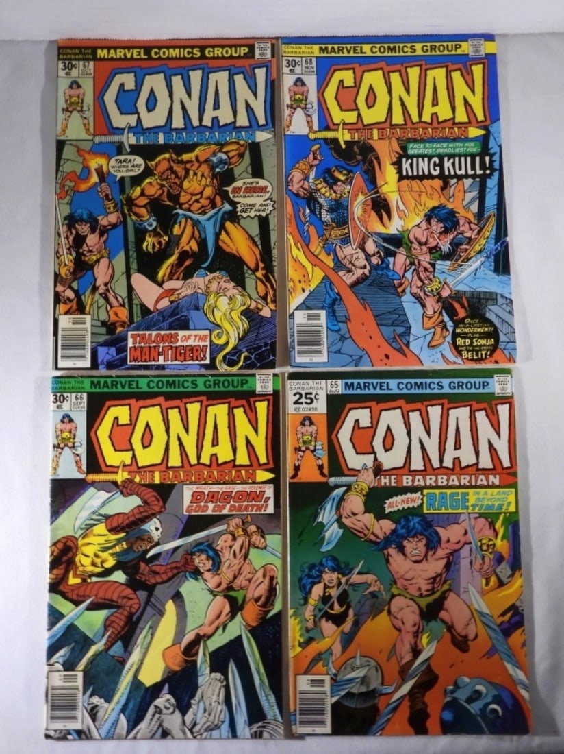 (4) MARVEL CONAN THE BARBARIAN 1976: (4) MARVEL CONAN THE BARBARIAN COMICS 1976 - NO. 65, 66, 67, 68 (VG)