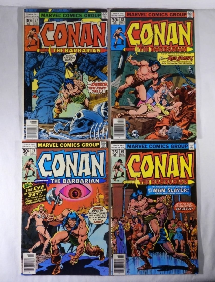 (4) MARVEL CONAN THE BARBARIAN 1977: (4) MARVEL CONAN THE BARBARIAN COMICS 1977 - NO. 77, 78, 79, 80 (VG)