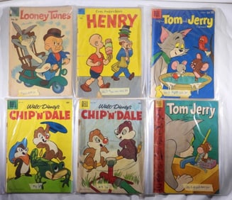 (6) EARLY DELL COMIC LOT -HENRY, LOONEY