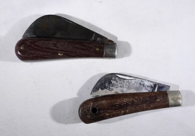 (2) VINTAGE HAWKBILL KNIFE LOT