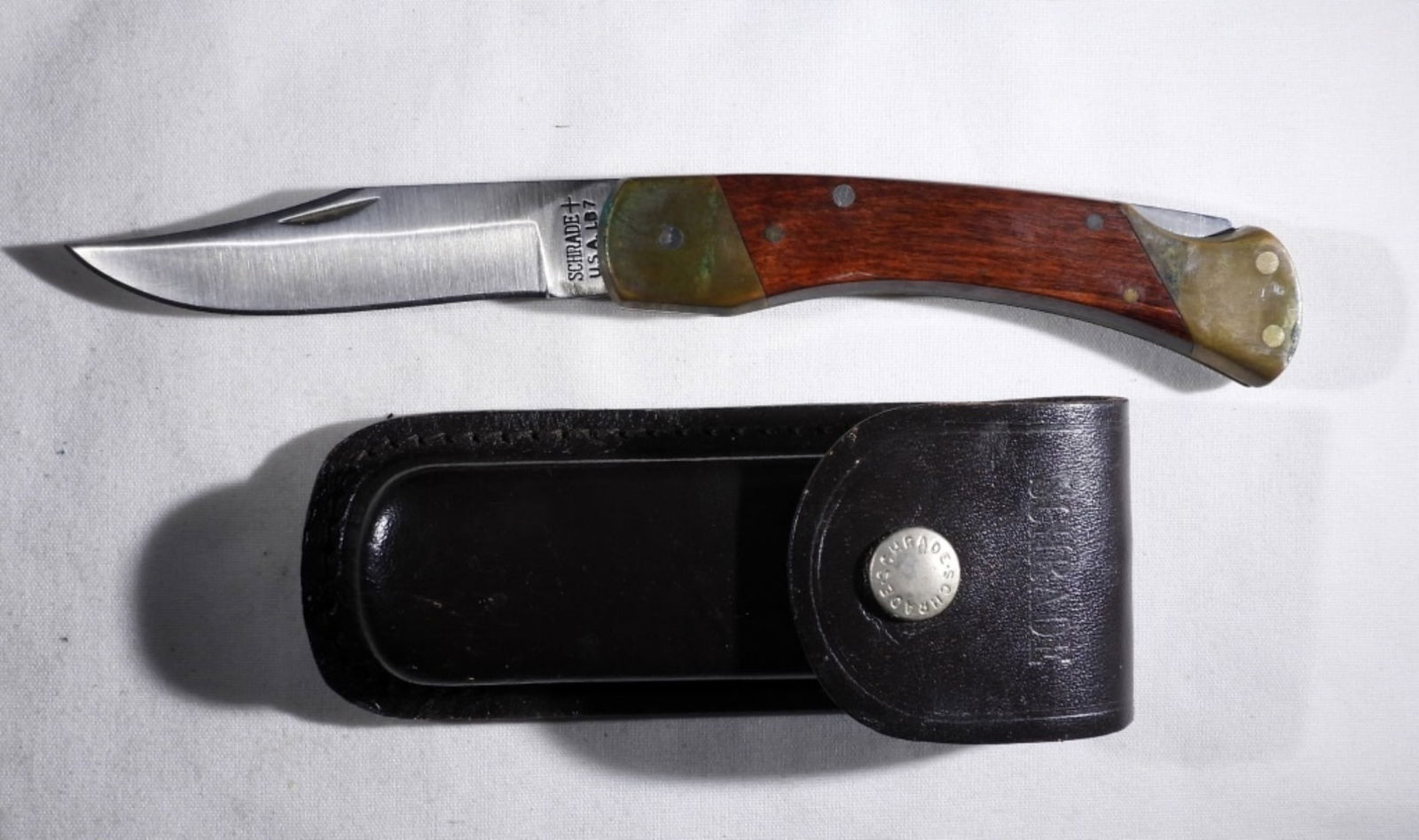 SCHRADE LB7 LOCKBACK KNIFE & SHEATH (1 of 2)