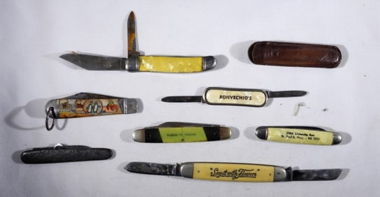 (7) VINTAGE ADVERTISING KNIVES
