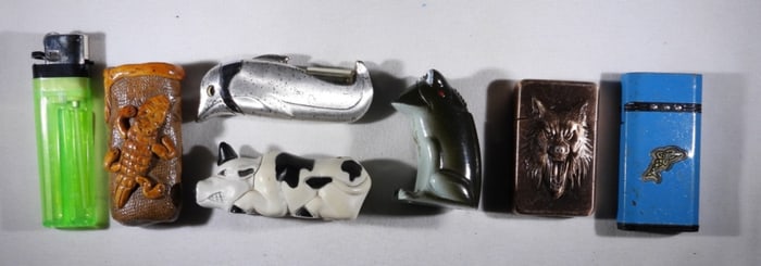 (6) VINTAGE ANIMAL LIGHTERS