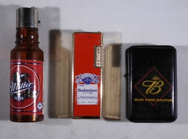 (3) BEER ADVERTISING LIGHTERS