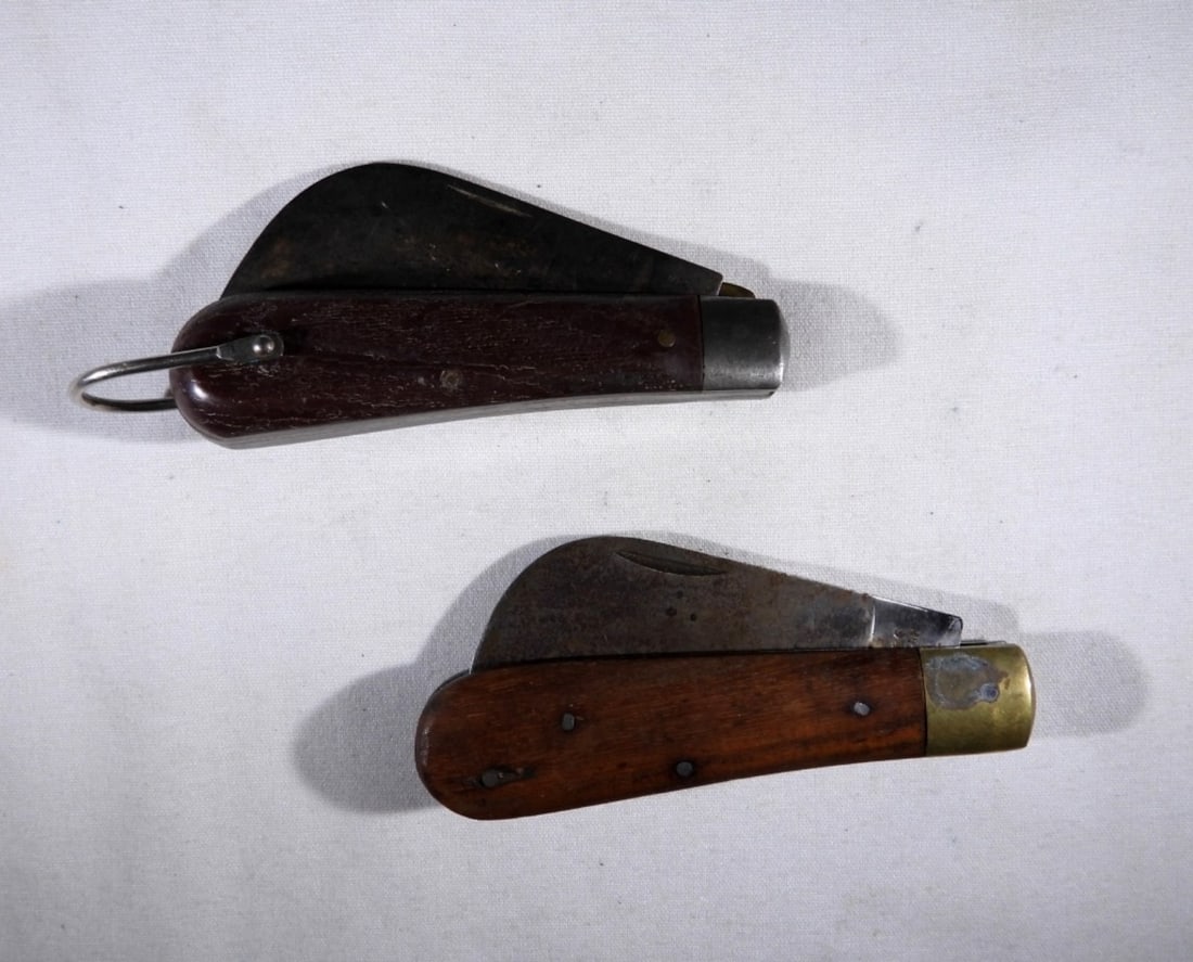 (2) HAWKBILL VINTAGE KNIVES - KLEIN &: PAKISTAN - BOTH USED
