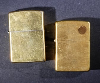 03 & 08 FIRED ZIPPO GOLD TONE LIGHTERS