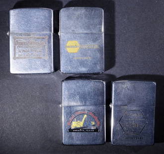 (4) FIRED PAT. PENDING AD ZIPPO LIGHTERS: 3- PAT. PENDING 2517191 ( ALL INSERTS MATCH) FROM BOWDEN CONSTRUCTION ODESSA TAXES, GREAT PLAINS CONSTRUCTION LUBBOCK TEXAS, 1- PAT. #2032695 (INSERT HAS HAD TOO MUCH FADED TO SEE IF IT MATCHES) DUNN