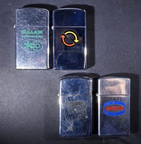 (3) UNFIRED, (1) FIRED SLIM ZIPPO LIGHTER
