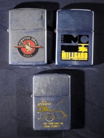 (3 )UNFIRED ADVERTISING ZIPPOS