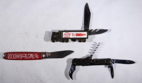 (3) COCA-COLA ADVERTISEMENT KNIVES