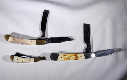 (3) BONE HANDLE KNIFE LOT - PAKISTAN