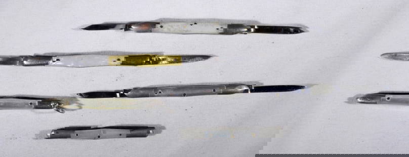 (5) PEARL HANDLE PEN KNIFE LOT: VARIOUS BRANDS / STYLES (1) HAS BROKEN BLADE