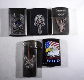 (5) BIKER STYLE LIGHTERS