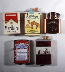 CIGARETTE BRAND LIGHTERS & MATCH BOX
