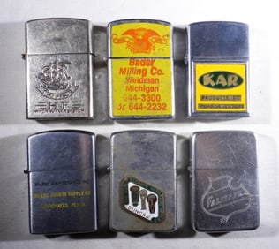 (6) VINTAGE ADVERTISEMENT LIGHTERS