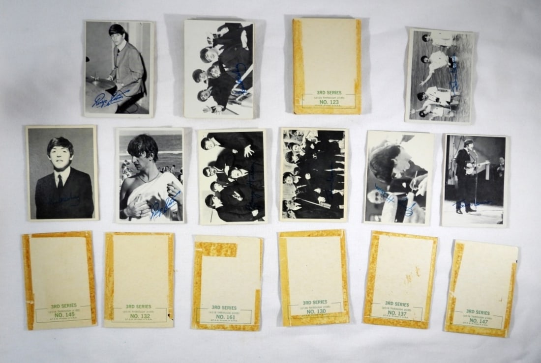 (49) 1964 BEATLES 3rd SER TRADING CARDS: GREAT MIX - MOSTLY DIFFERENT - ALL HAVE TAPE MARKS on REV - VG