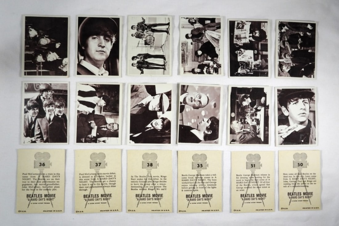 (18) 1964 TOPPS BEATLES MOVIE CARDS: ALL DIFFERENT, NICE EX/EX+ (1) HAS PIN HOLE