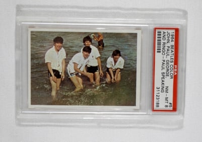 1964 TOPPS #5 BEATLES COLOR PSA 8