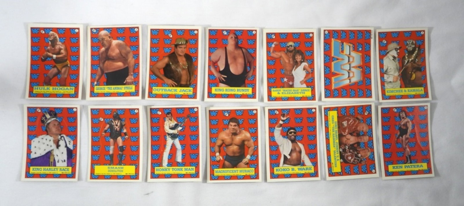 (14) 1987 TOPPS WWF STICKERS w/HULK: NICE EM/NM