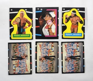 (6) 1985 TOPPS WWF STICKERS w/HULK