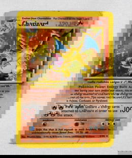 1999 POKEMON CHARIZARD HOLO 4/102: VG with CREASE BOTTOM RIGHT - KEY CARD