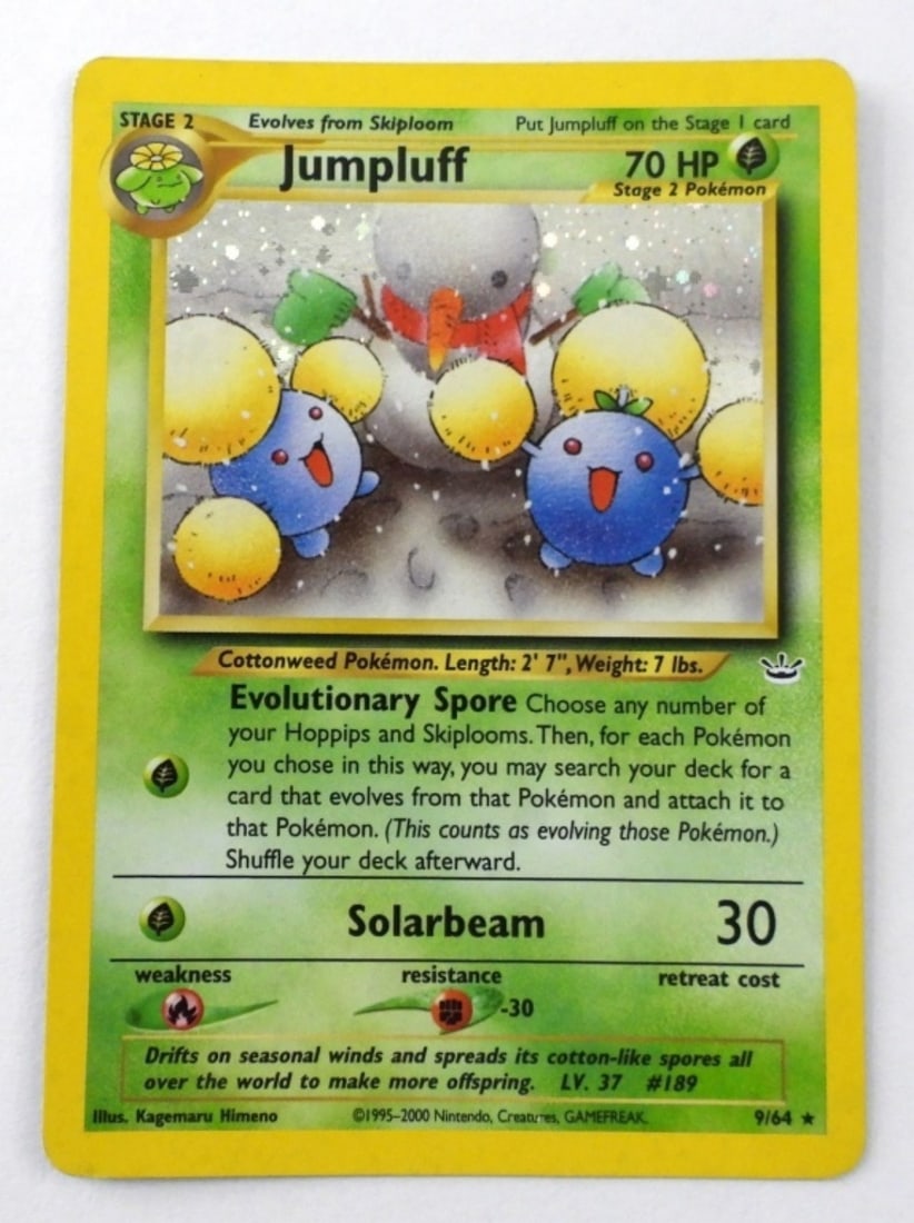 (1) JUMPLUFF HOLO POKEMON CARD: JUMPLUFF HOLO- 9/64, 70 HP IN GOOD CONDITION. 1 CARD.