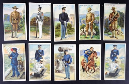 (10) 1909-13 T81 MILITARY SERIES DIE CUT