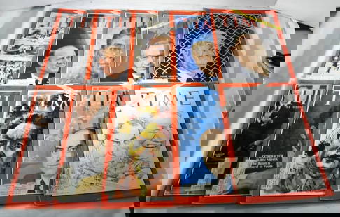 (10) 1960S TIME MAGAZINES: 35,45,55 CENT ISSUES, 2 FROM 1965, 3 FROM 1966, 1 FROM 1967, 4 FROM 1968, NORMAL WEAR FROM THE YEARS, RIPS, WATER SPOTS, SOME COVERS ARE LOOSE