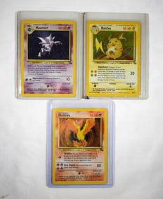 (3)FOSSIL CARDS, MOLTRES, RAICHU, HAUNTER