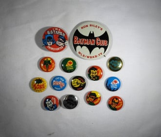 (14) VINTAGE 1966 BATMAN ROBIN PINBACKS