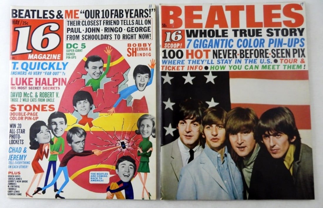 (2) 1966- 16'S- WHOLE TRUE STORY- BEATLES: 16"S MAGAZINE- THE BEATLES WHOLE TRUE STORY- 16"S "OUR 10 FAB YEARS!" IN GOOD CONDITION.