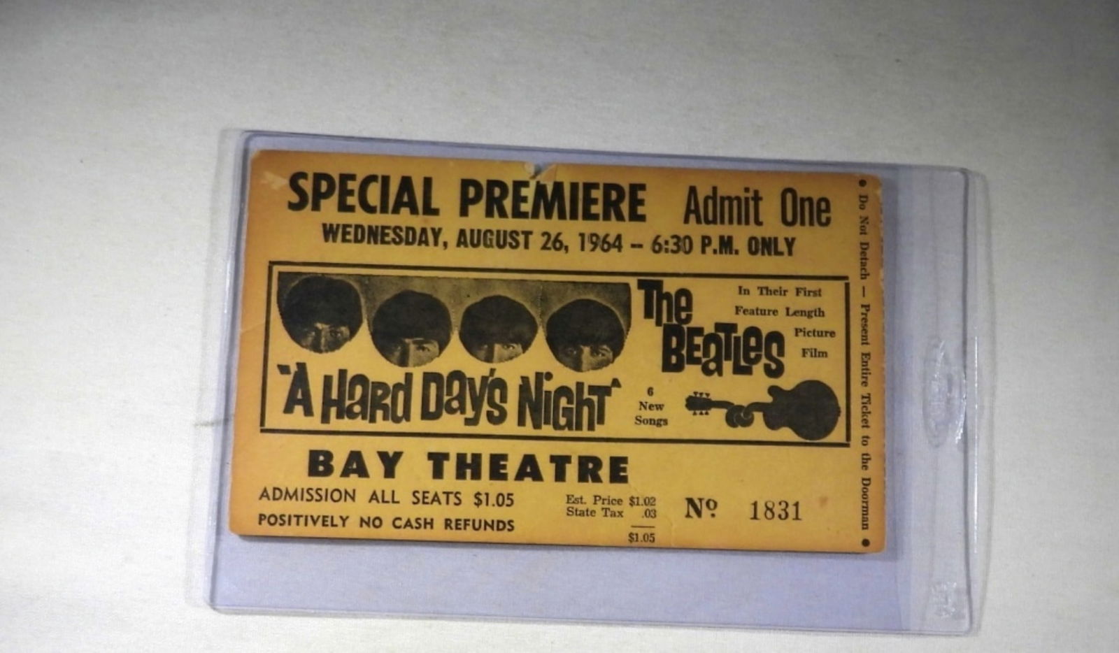 THE BEATLES CONCERT TICKET 1964 (1 of 4)