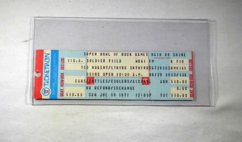 1977 TED NUGENT / LYNYRD SKYNYRDO TICKET