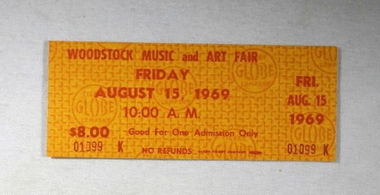 1969 WOODSTOCK MUSIC ART FAIR TICKET