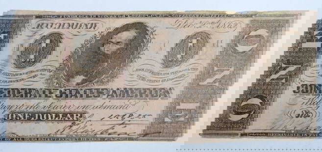 1862 $1 CONFEDERATE STATES of AMERICA: BID NOW!