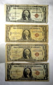 (4) 1935A "HAWAII" $1 SILVER CERT LOT