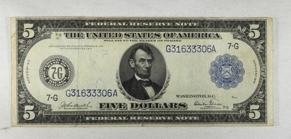1914 $5 FEDERAL RESERVE NOTE