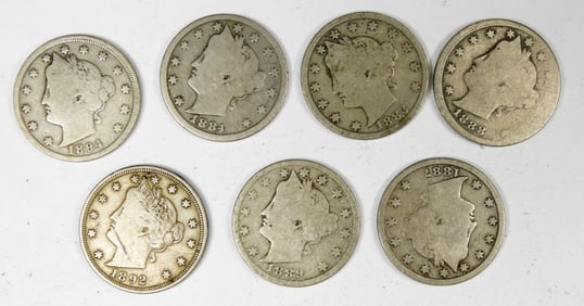 (7) BETTER DATE LIBERTY "V" NICKELS