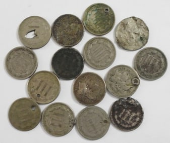 (15) THREE CENT NICKELS