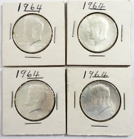 (4) KENNEDY SILVER HALF DOLLARS (1964)