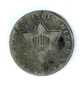 1854 THREE CENT SILVER COIN