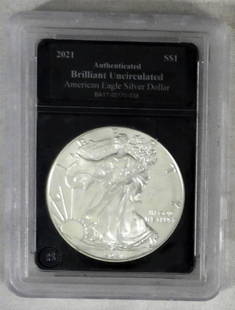 2021 TYPE 1 AMERICAN SILVER EAGLE BU: IN GENERIC SLAB