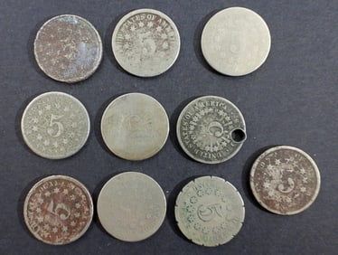 (10) SHIELD NICKELS
