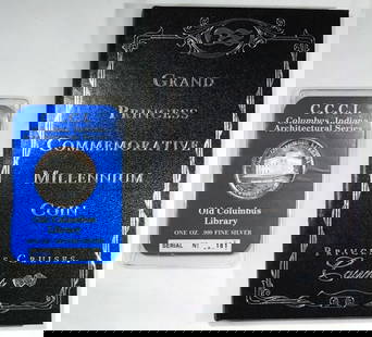 .999 SILVER GRAND PRINCESS CRUIS SHIP: (.85 ozt) COIN & .999 SILVER 1oz OLD COLUMBUS LIBRARY COIN
