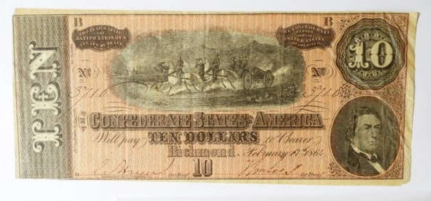 1864 $10 CONFEDERATE NOTE