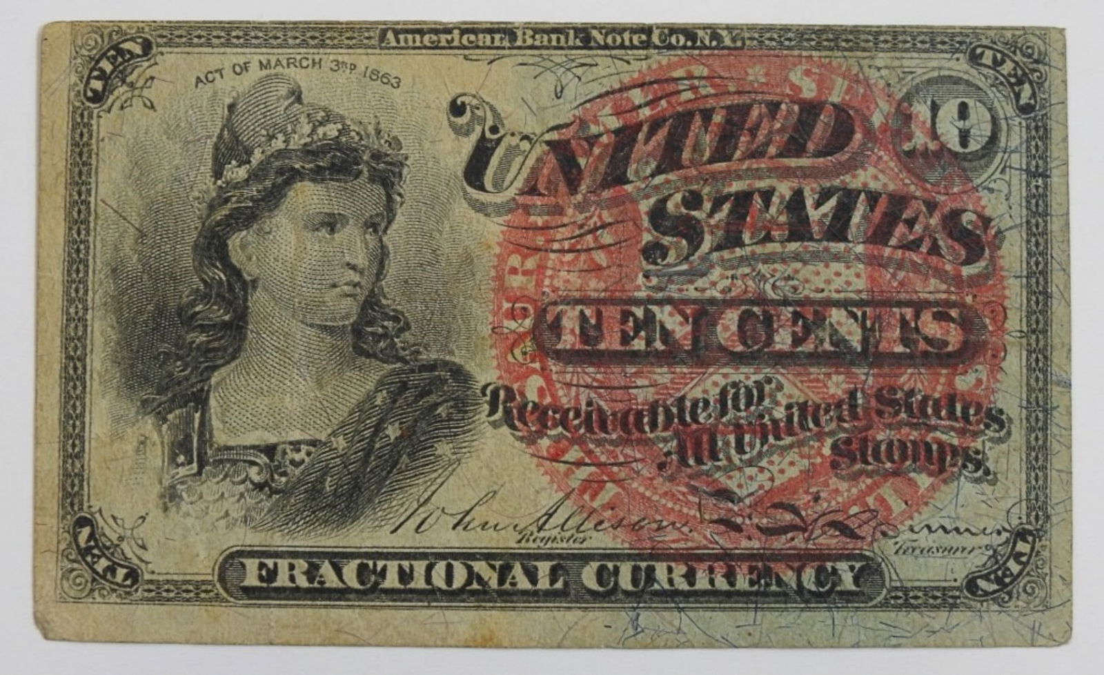 1863 10c FRACTIONAL CURRENCY (1 of 2)